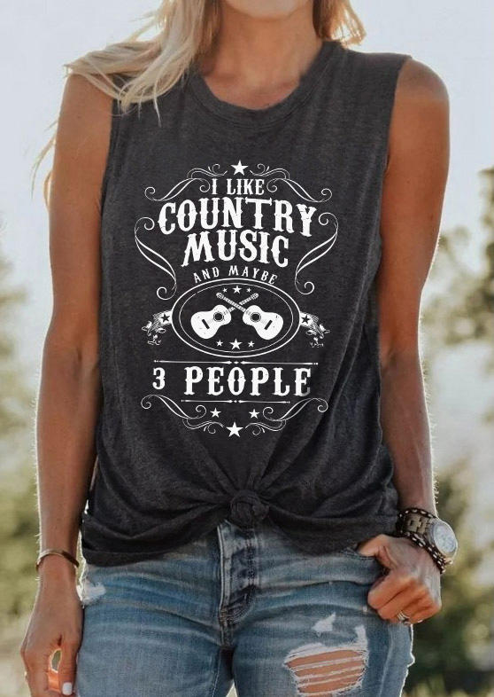 

Tank Tops I Like Country Music And Maybe 3 People Guitar Tank Top - Dark Grey in Gray. Size