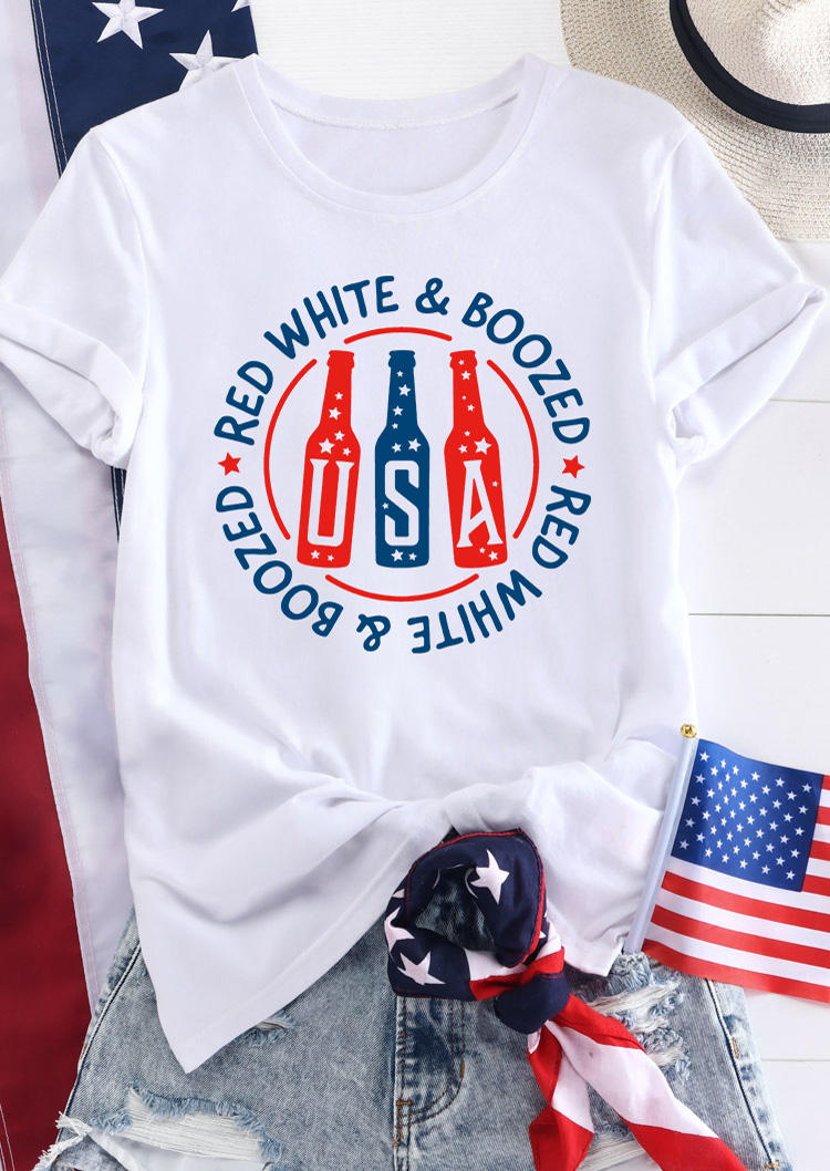 

T-shirts Tees USA Red White & Boozed T-Shirt Tee in White. Size