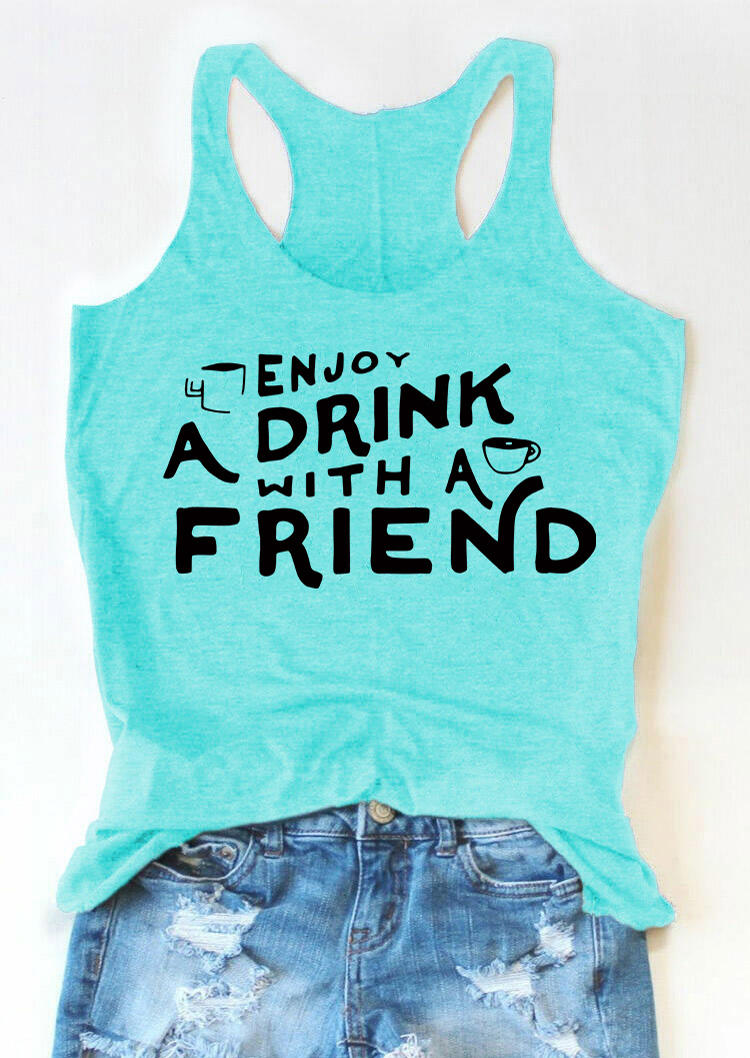 

Tank Tops Enjoy A Drink With A Friend Racerback Tank Top - Cyan in Blue. Size: M