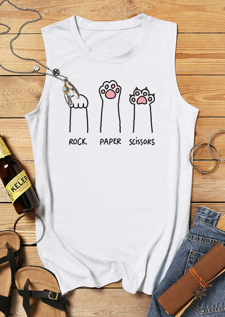 

Tank Tops Rock Paper Scissors Tank Top in White. Size