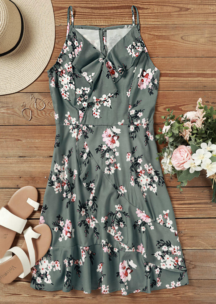 

Mini Dresses Ditsy Floral Ruffled Sleeveless Mini Dress in Multicolor. Size: L