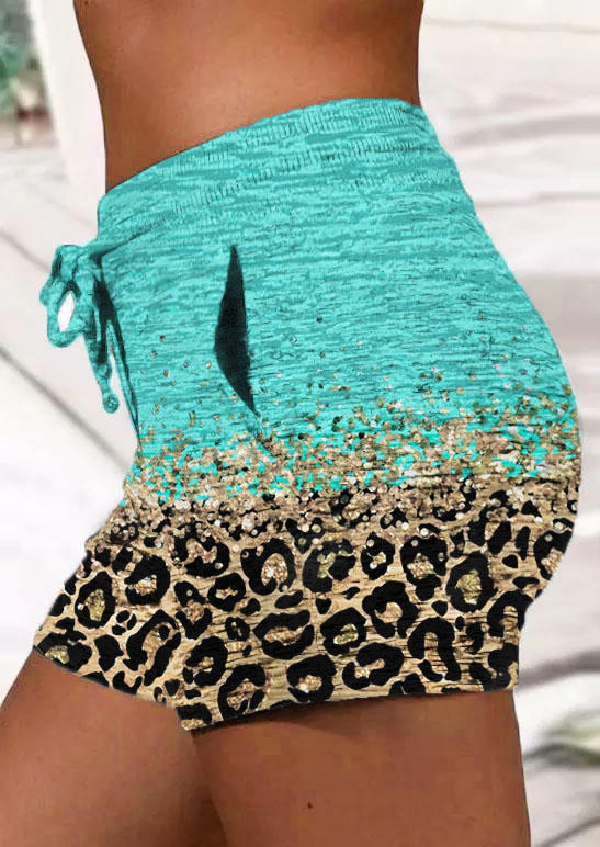 

Shorts Leopard Glitter Drawstring Pocket Shorts in Multicolor. Size