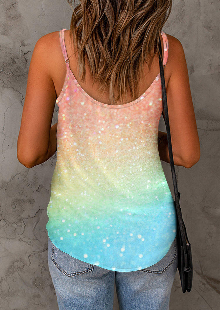 

Tank Tops Gradient Glitter Mesh Camisole in Multicolor. Size