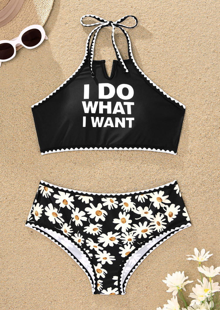 

Bikini Sets I Do What I Want Daisy Halter Bikini Set in Black. Size: L,M,,XL