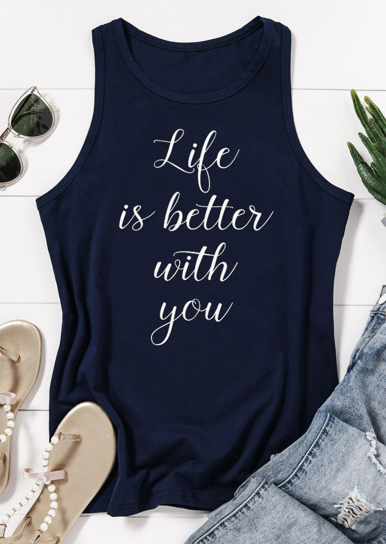 

Tank Tops Life Is Better With You Racerback Tank Top - Navy Blue in Blue. Size