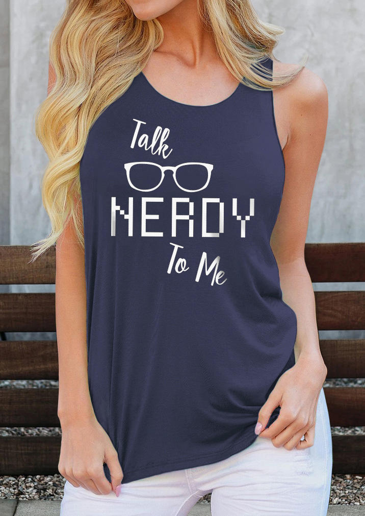 

Tank Tops Talk Nerdy To Me Glasses Tank Top - Navy Blue in Blue. Size