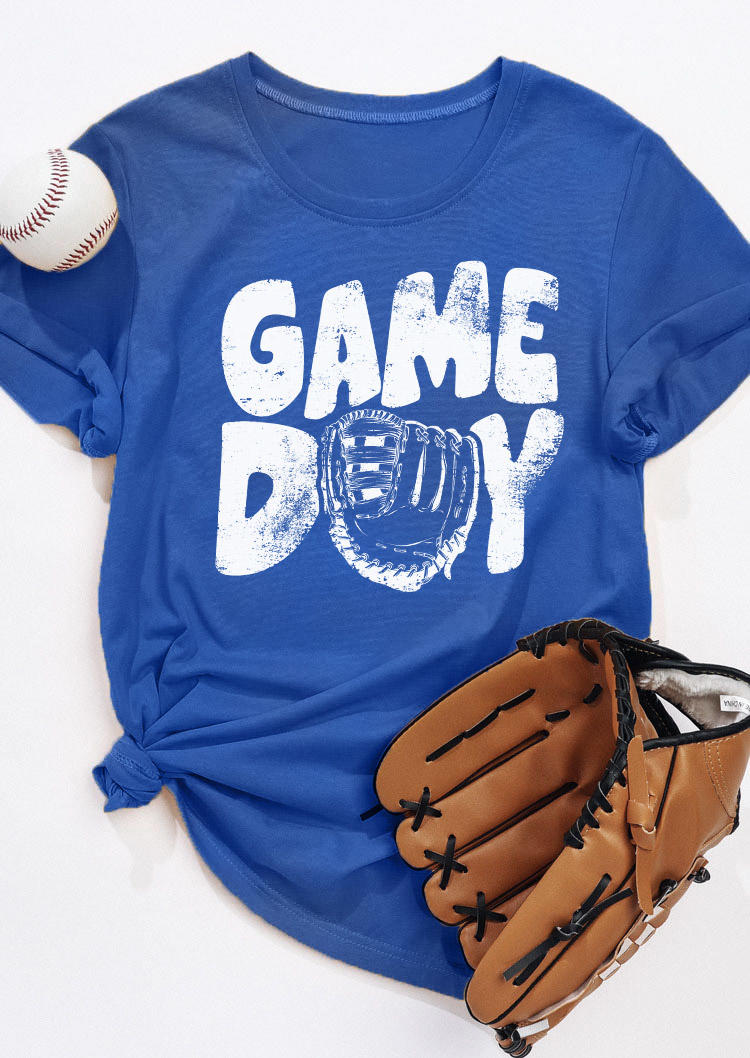 

T-shirts Tees Game Day O-Neck T-Shirt Tee in Blue. Size: L,M