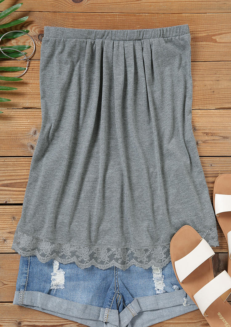 

Tank Tops Lace Splicing Ruffled Strapless Bandeau Tank Top in Gray. Size: L,M,,XL