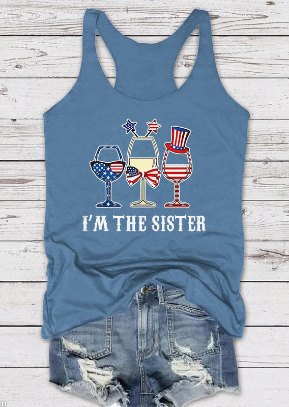 

Tank Tops I'm The Sister American Flag Racerback Tank Top in Blue. Size: M