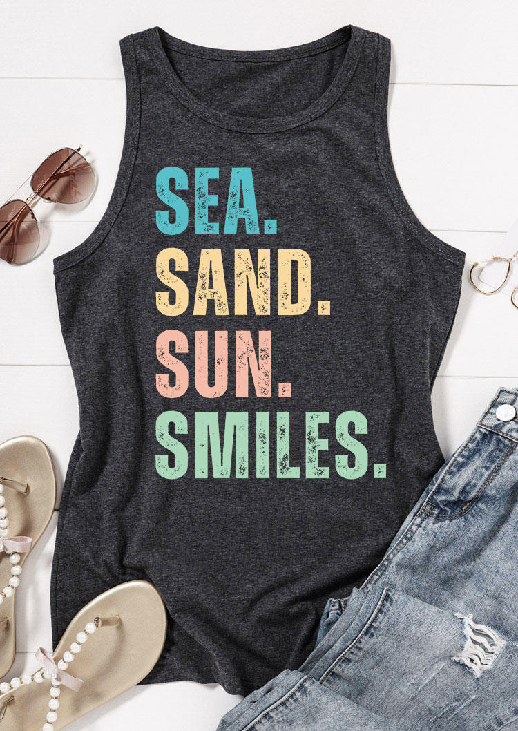 

Tank Tops Sea Sand Sun Smiles Racerback Tank Top - Dark Grey in Gray. Size