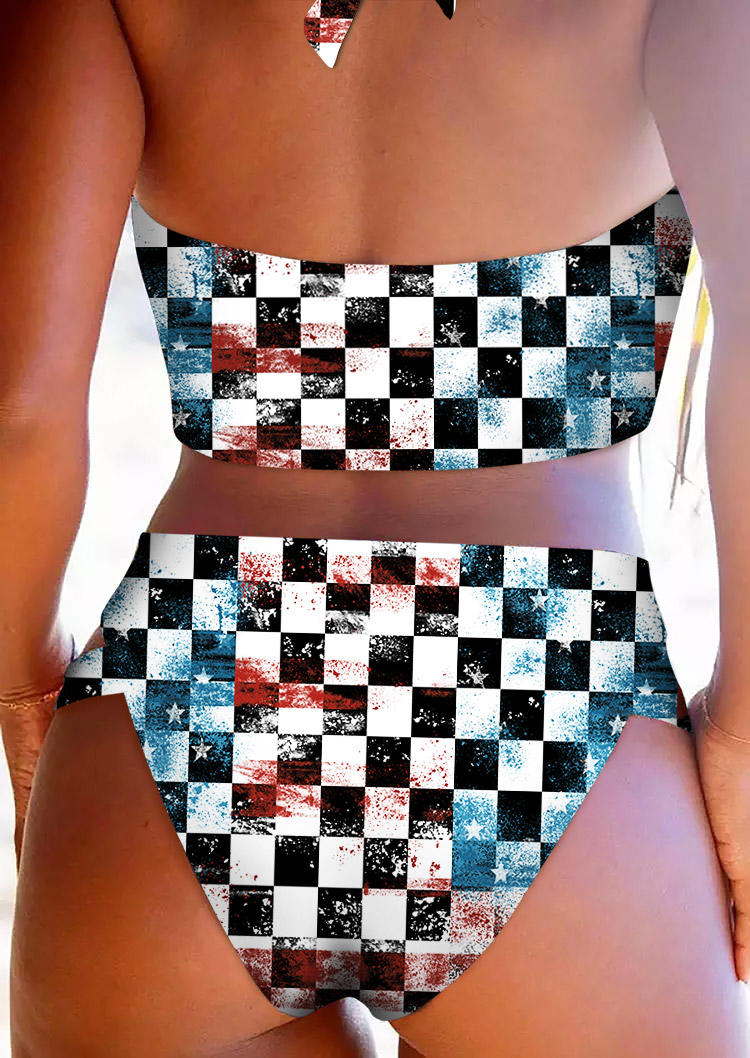

Bikini Sets Checkered Hollow Out Tie Bikini Set in Multicolor. Size: L,M,,XL
