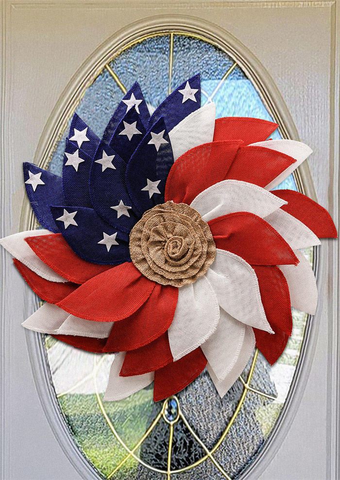 

American Flag Star Wall Door Decor Wreath in Multicolor. Size