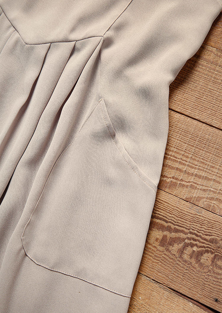 Ruffled Pocket Button Sleeveless Mini Dress - Gray