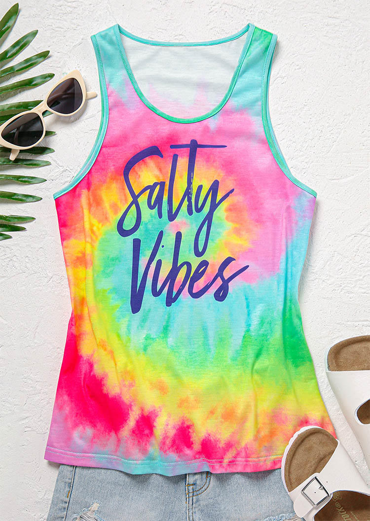 

Tank Tops Salty Vibes Swirl Tie Dye Tank Top in Multicolor. Size: ,XL