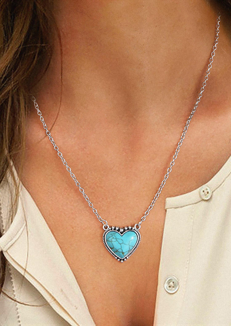 

Necklaces Heart Turquoise Pendant Necklace in Silver. Size