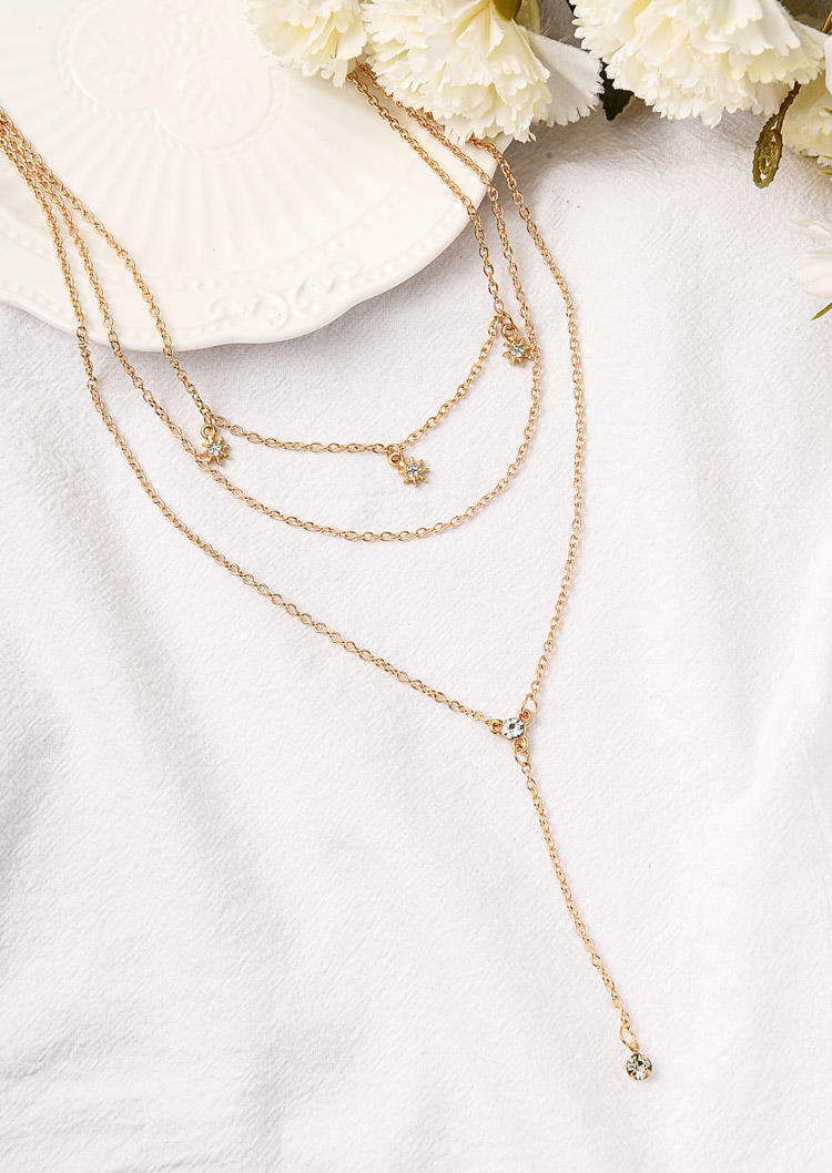 

Necklaces Rhinestone Multi-Layered Pendant Necklace in Gold. Size