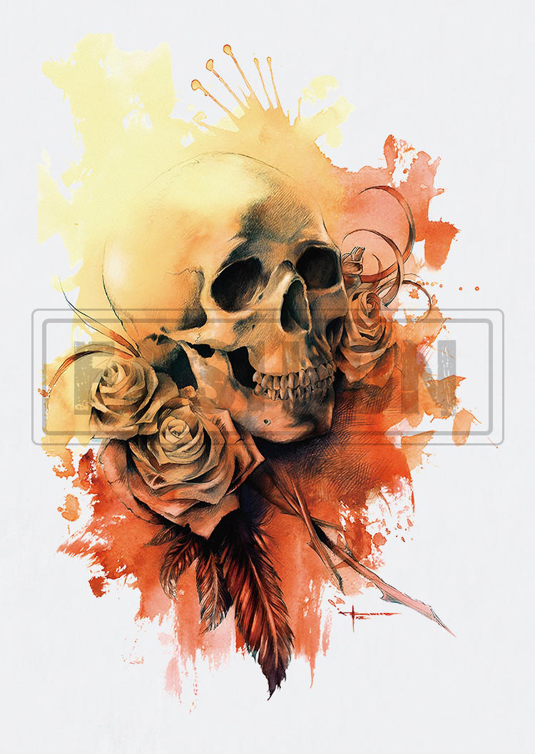 Skull Rose Tie Dye Tank - White
