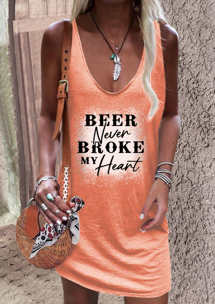 

Mini Dresses Beer Never Broke My Heart Bleached Sleeveless Mini Dress in Orange. Size: L,M,,XL