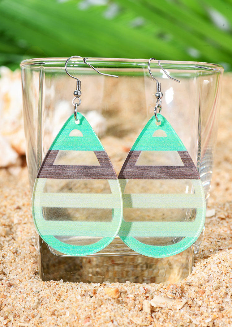 

Earrings Striped Color Block Hollow Out Water Drop Earrings in Multicolor. Size
