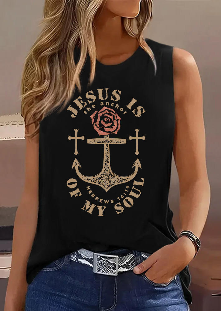 

Tank Tops Jesus Is The Anchor Of My Soul Cross Rose Tank Top in Black. Size