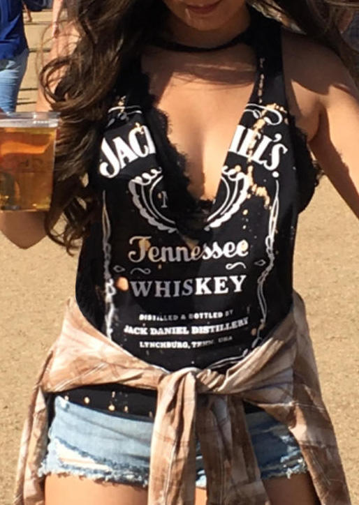 

Tank Tops Drinks Letter Graphic Tank Top in Black. Size