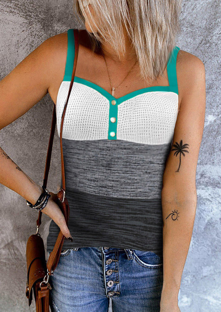 

Tank Tops Color Block Button Camisole in Multicolor. Size: L,M,,XL