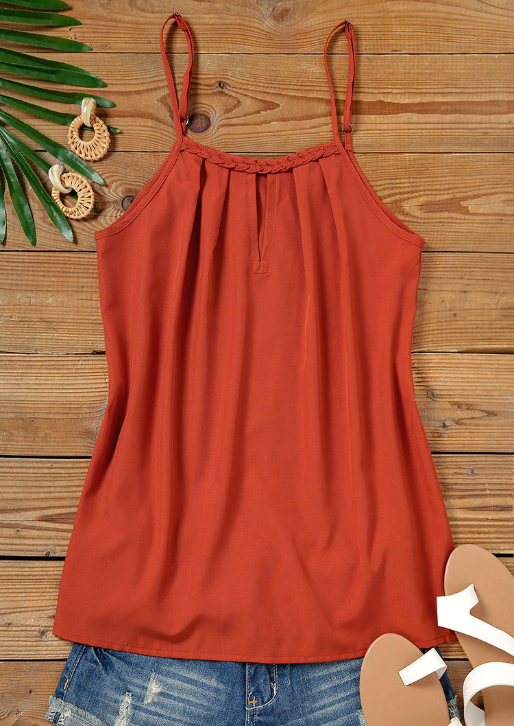 

Tank Tops Ruffled Hollow Out Camisole in Orange. Size: ,XL