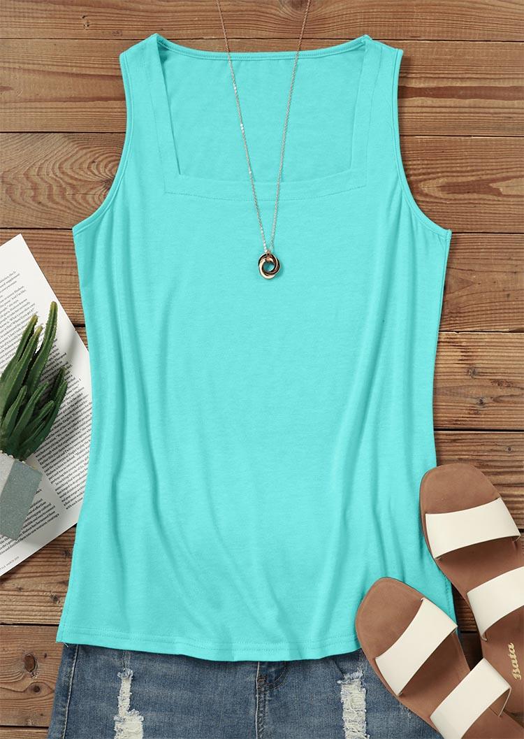 

Tank Tops Slit Square Collar Sleeveless Tank Top - Light Green in Green. Size