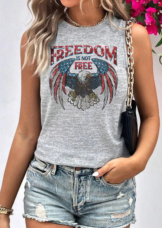 

Tank Tops Freedom Is Not Free Eagle Tank Top - Light Grey in Gray. Size