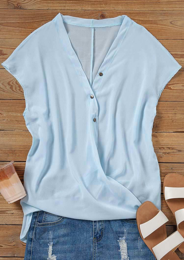 

Blouses Button Wrap Chiffon Blouse - Light Blue in Blue. Size: L,M,,XL