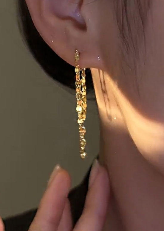 

Earrings Sequined Tassel Alloy Earrings in Gold. Size