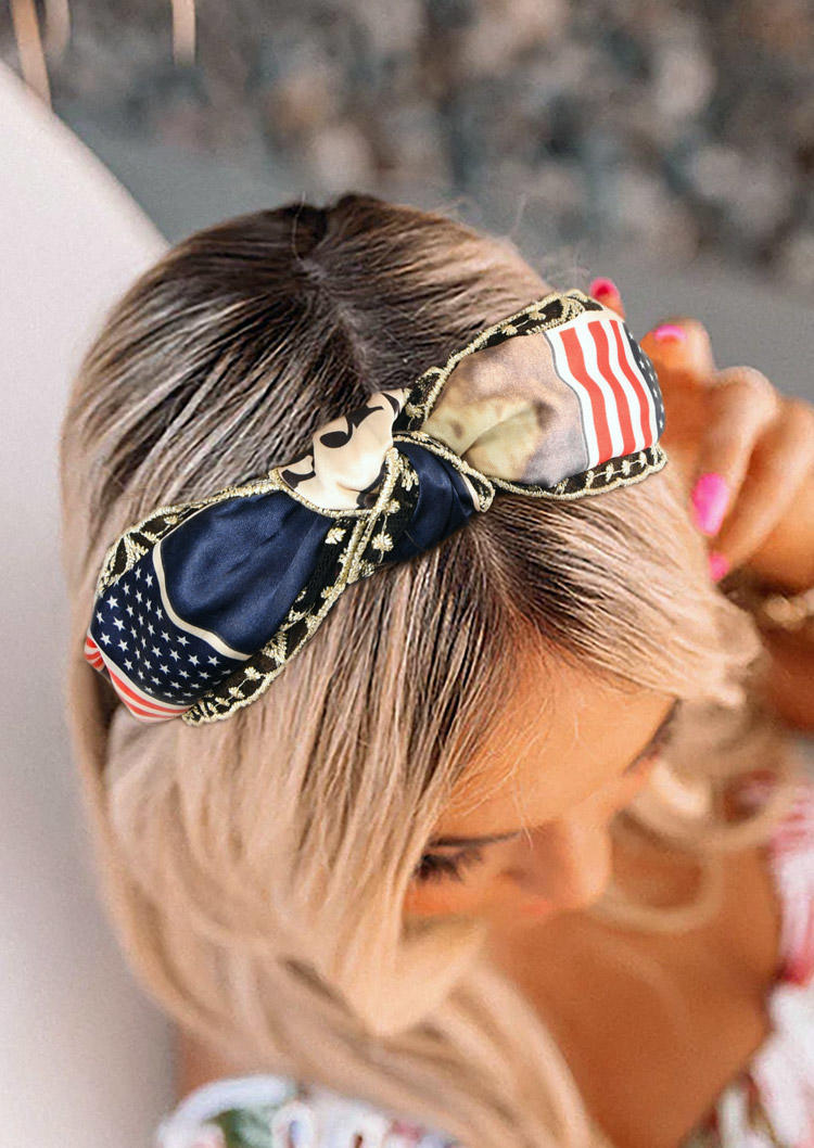 

American Flag Lace Splicing Knot Headband in Multicolor. Size