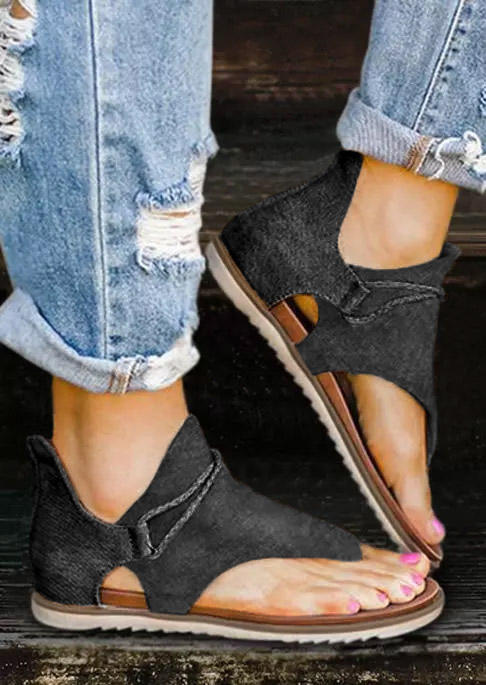 

Sandals Zipper Flip Flops Flat Sandals in Black. Size