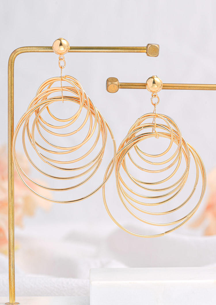 

Earrings Multiple Circles Alloy Earrings in Gold. Size