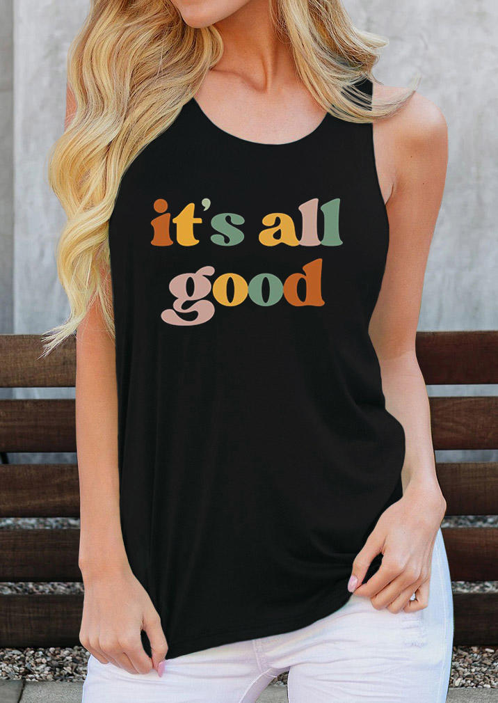 

Tank Tops It's All Good Racerback Tank Top in Black. Size