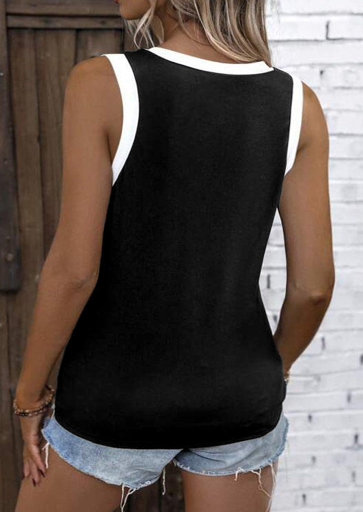 

Tank Tops Color Block V-Neck Casual Tank Top in Black. Size: L