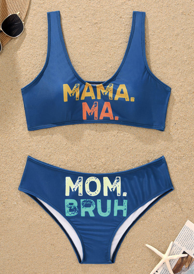 

Bikini Sets Mama Ma Mom Bruh Bikini Set in Blue. Size: L,M,,XL