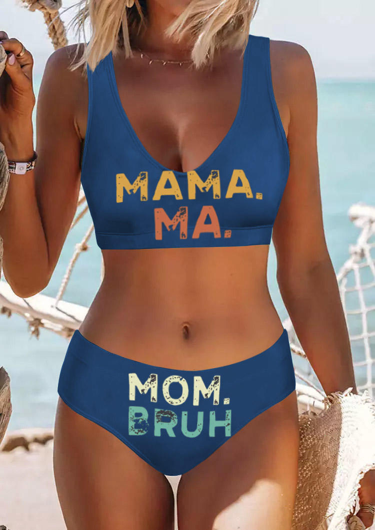 Mama Ma Mom Bruh Bikini Set - Blue