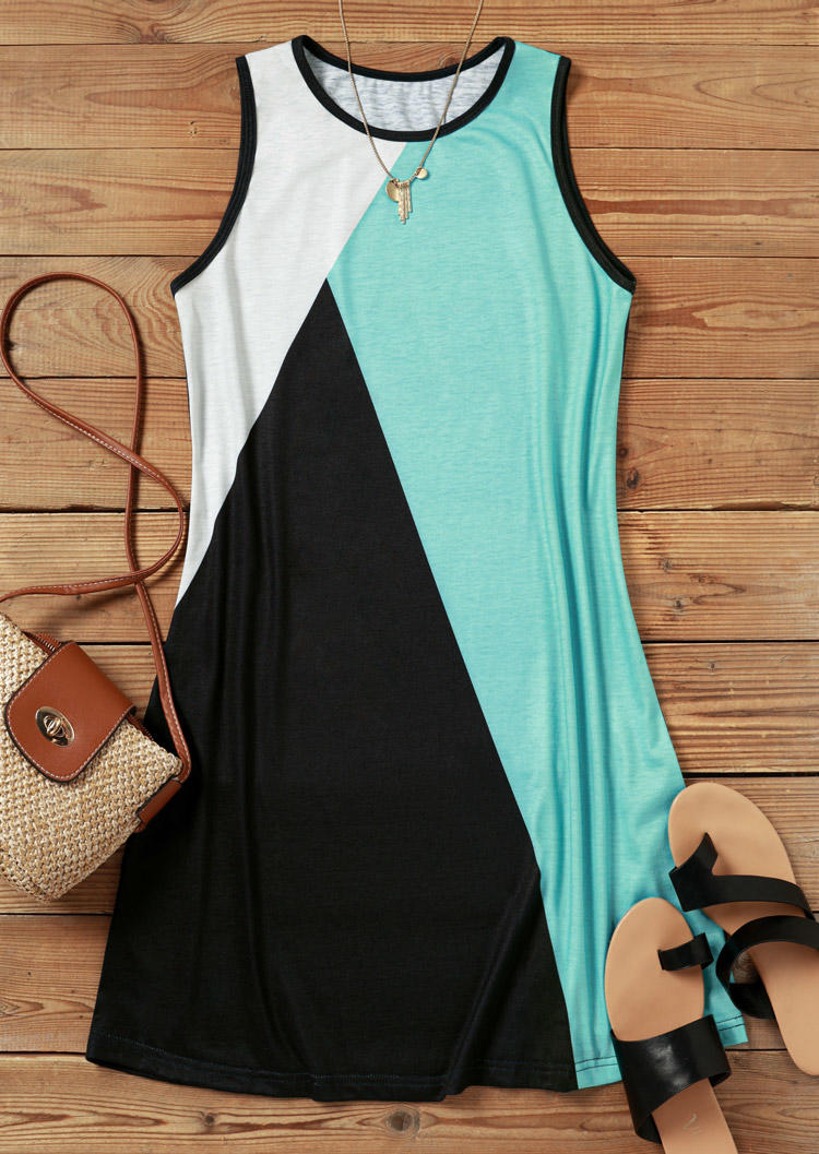 

Mini Dresses Color Block Sleeveless Mini Dress in Black. Size: ,XL