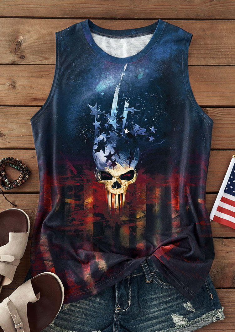 

Tank Tops American Flag Skull Tank Top in Multicolor. Size