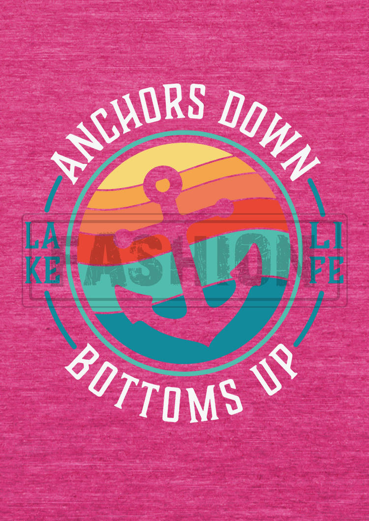 Anchors Down Bottoms Up Lake Life Tank - Rose Red