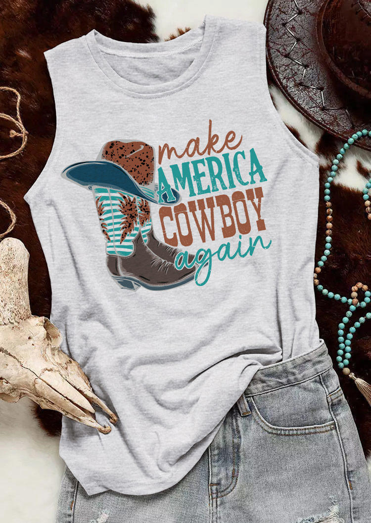 

Tank Tops Make America Cowboy Again Tank Top - Light Grey in Gray. Size: L,M,,XL