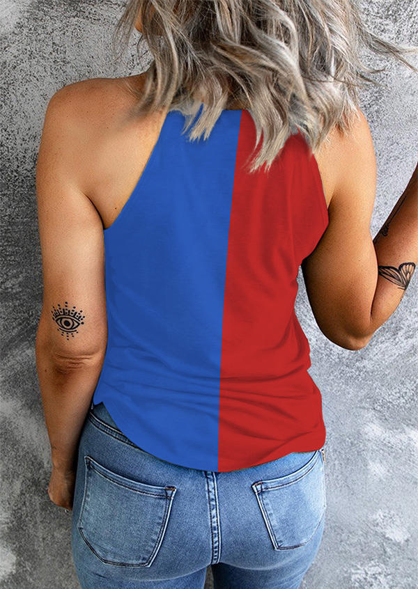 

Tank Tops American Flag Steer Skull Color Block Camisole in Multicolor. Size: L