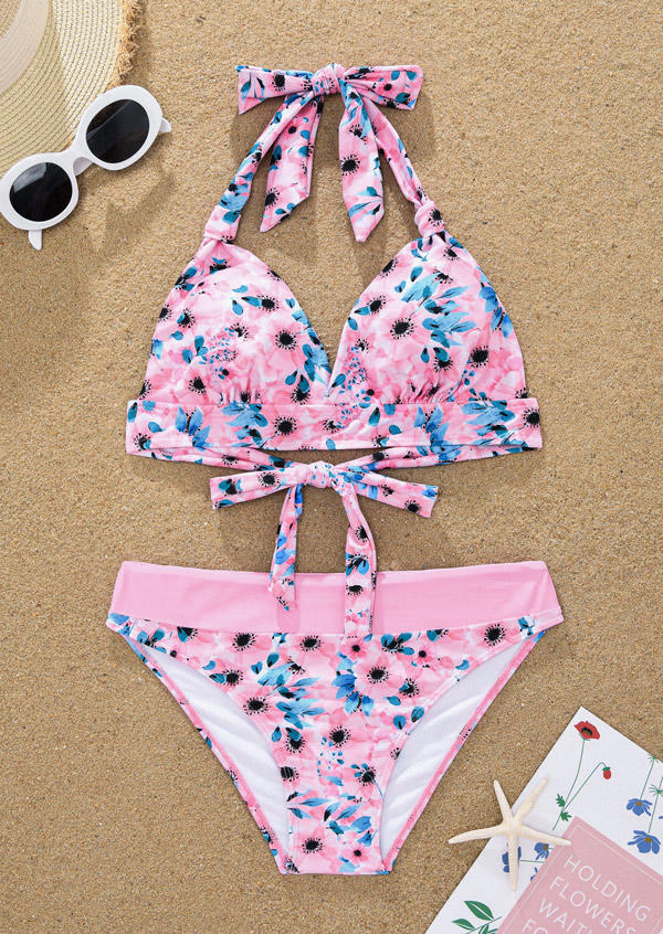 

Bikini Sets Floral Halter Bikini Set in Multicolor. Size