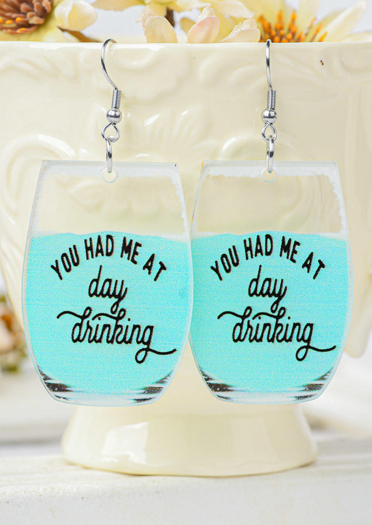 

Earrings You Had Me At Day Drinking Hook Earrings in Blue. Size