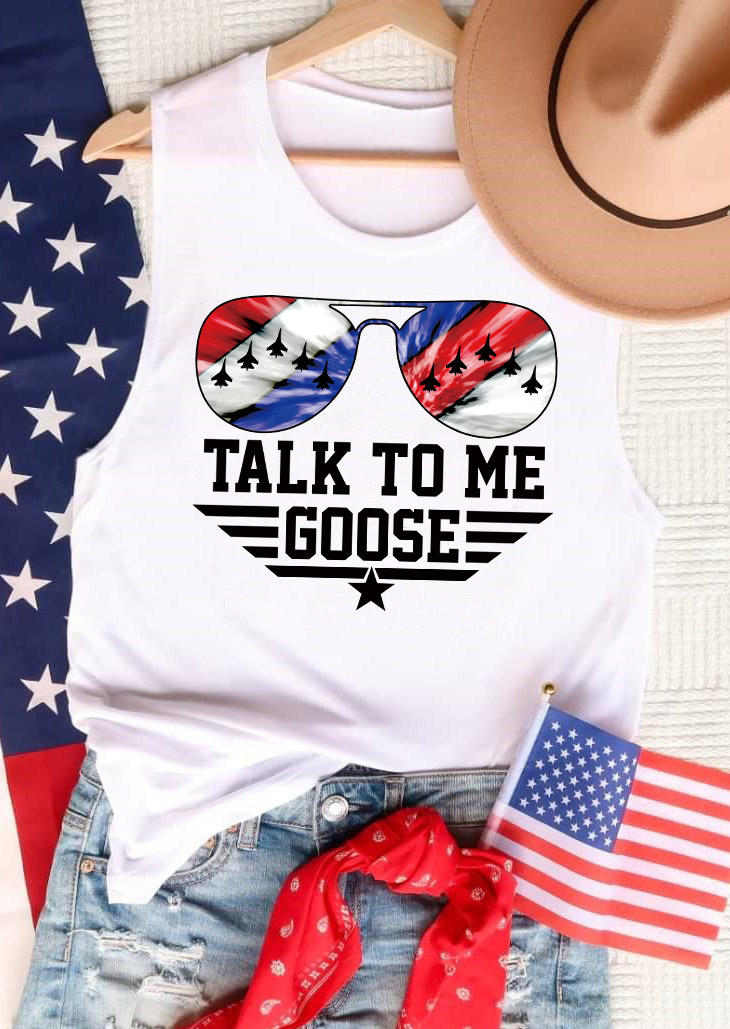 

Tank Tops Talk To Me Goose Tank Top in White. Size