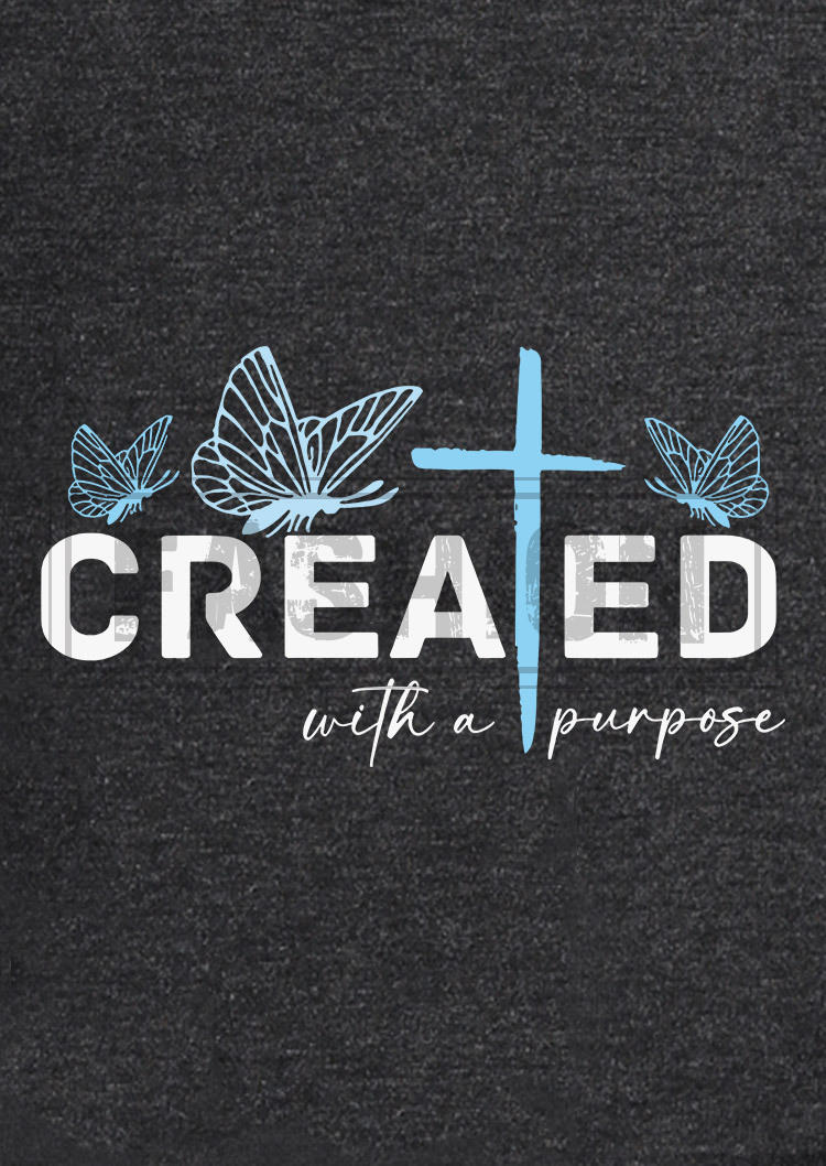 Created With A Purpose Cross Butterfly Racerback Tank - Dark Grey