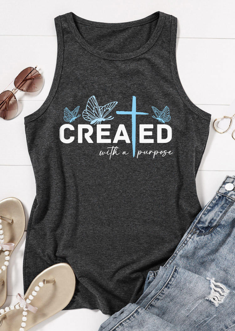 

Tank Tops Created With A Purpose Cross Butterfly Racerback Tank Top - Dark Grey in Gray. Size