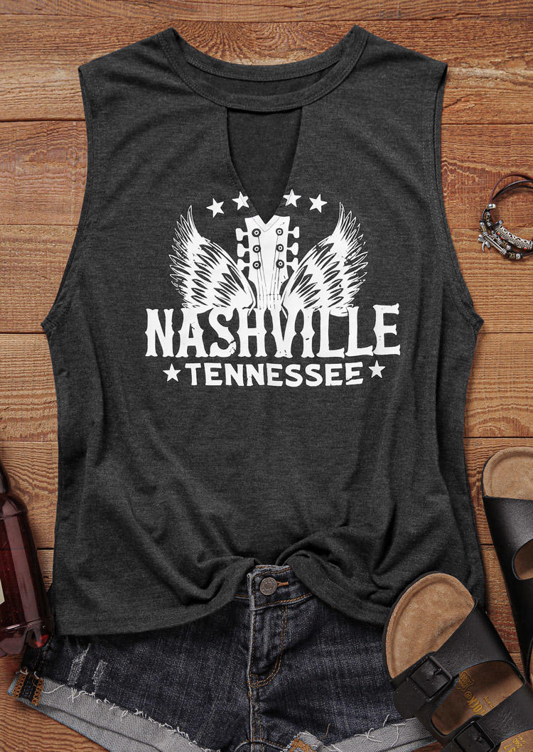 

Tank Tops Nashville Tennessee Star Wings Tank Top - Dark Grey in Gray. Size