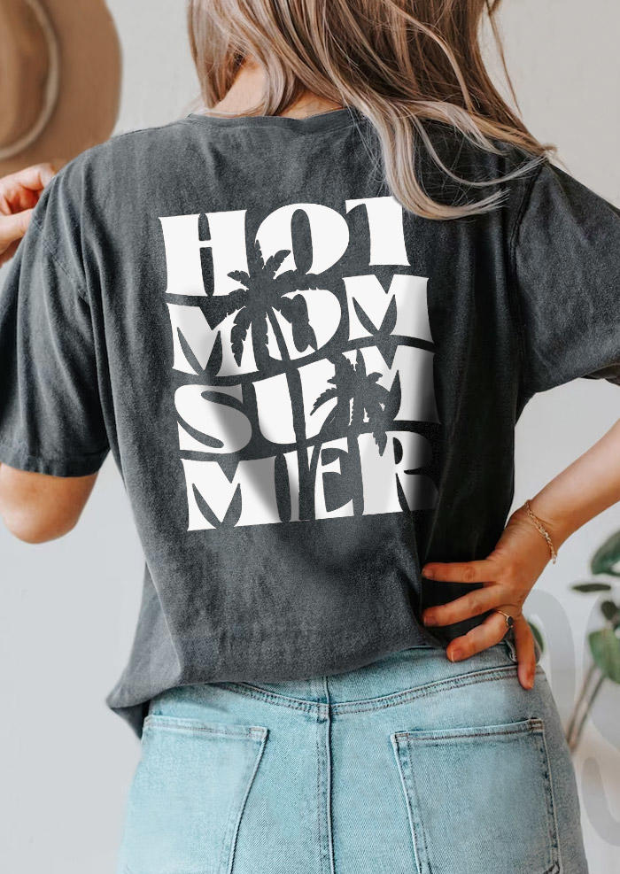 

T-shirts Tees Hot Mom Summer Coconut Tree T-Shirt Tee - Dark Grey in Gray. Size: L,M,,XL